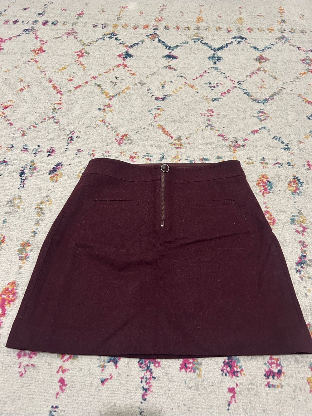 Madewell Burgundy Mini Skirt with Center Zip